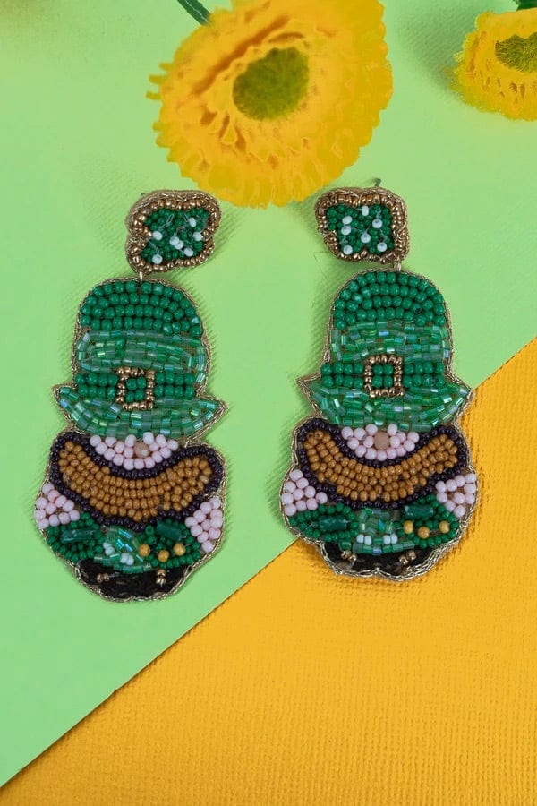 LEPRECHAUN SEED BEAD EARRINGS Southwest Bedazzle jewelz