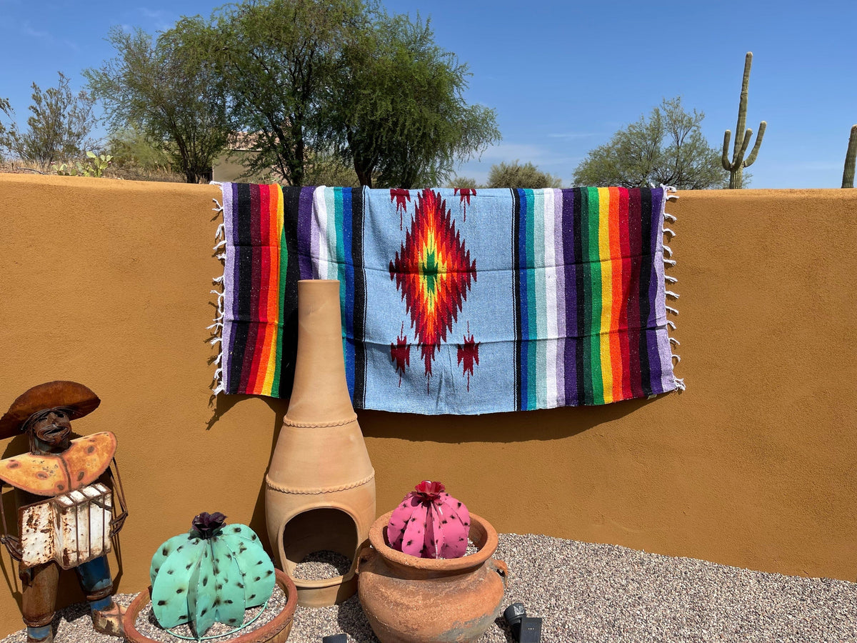 Lite blue FANCY DIAMANTE Blanket OR Rug Southwest Bedazzle blankets/slippers