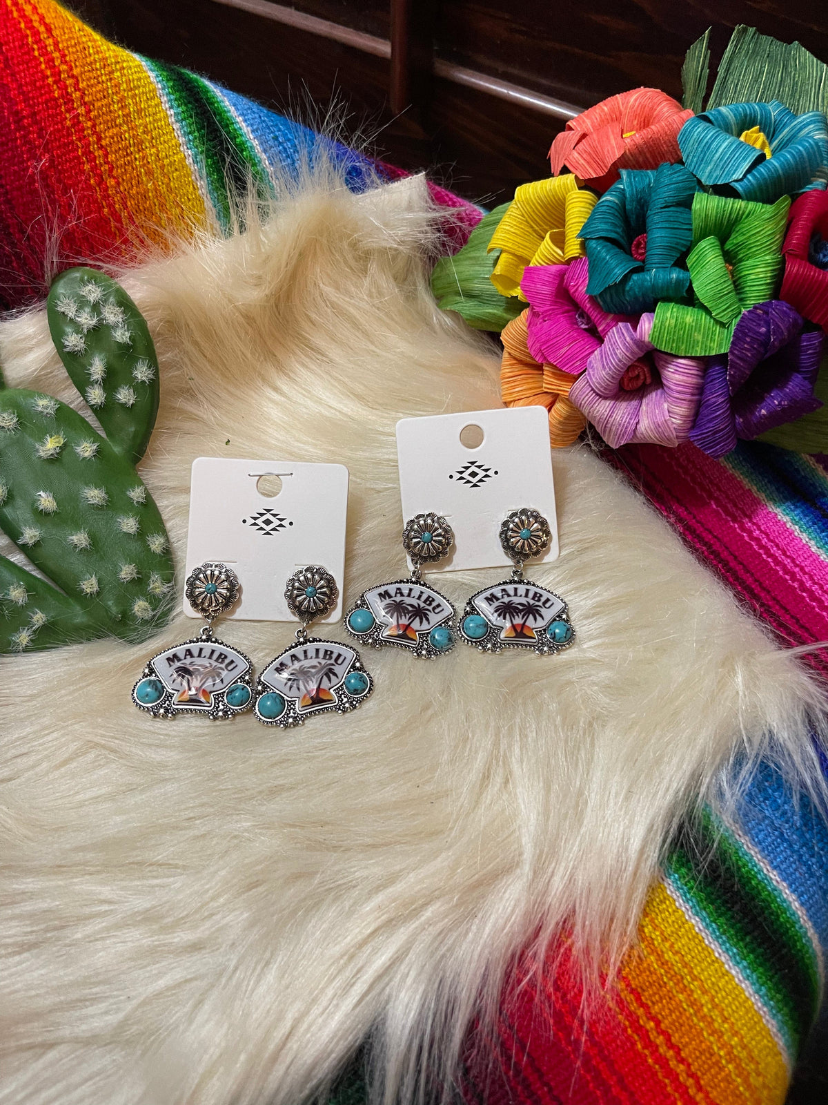 Malibu Turquoise EARRINGS Southwest Bedazzle jewelz