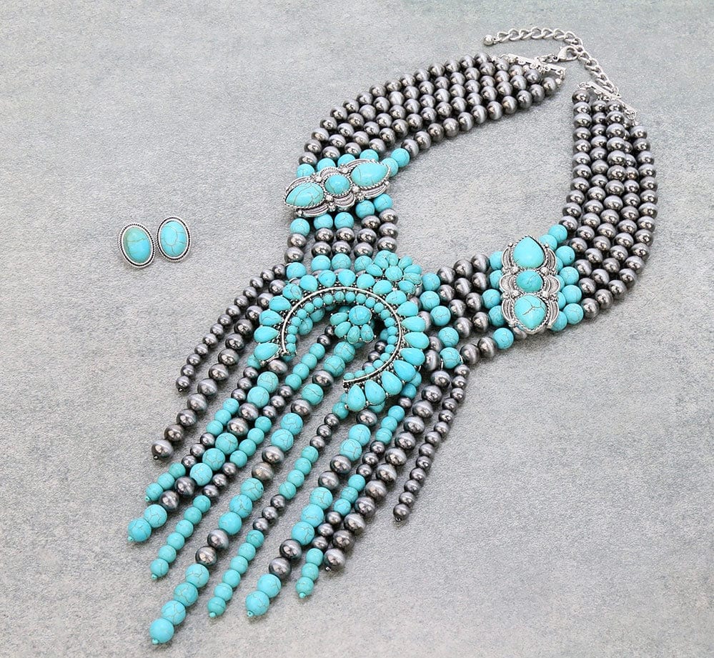 Mega statement Turquoise necklace set Southwest Bedazzle jewelz