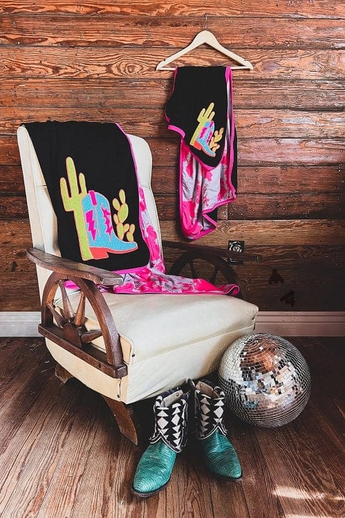 Nashville bound Chenille BLANKET Southwest Bedazzle blankets/slippers