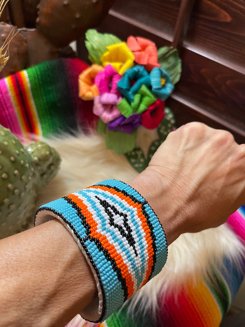 Native Beaded hard cuff bracelet Southwest Bedazzle jewelz