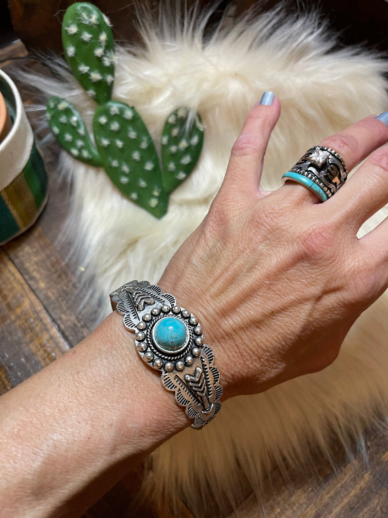 Natural stone turquoise c cuff bracelet Southwest Bedazzle jewelz
