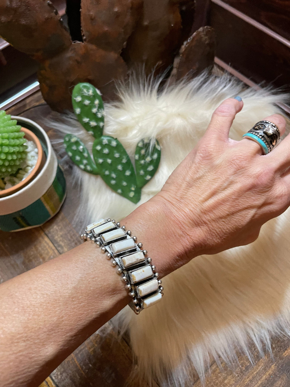 Natural Turquoise stone cuff bracelet Southwest Bedazzle jewelz