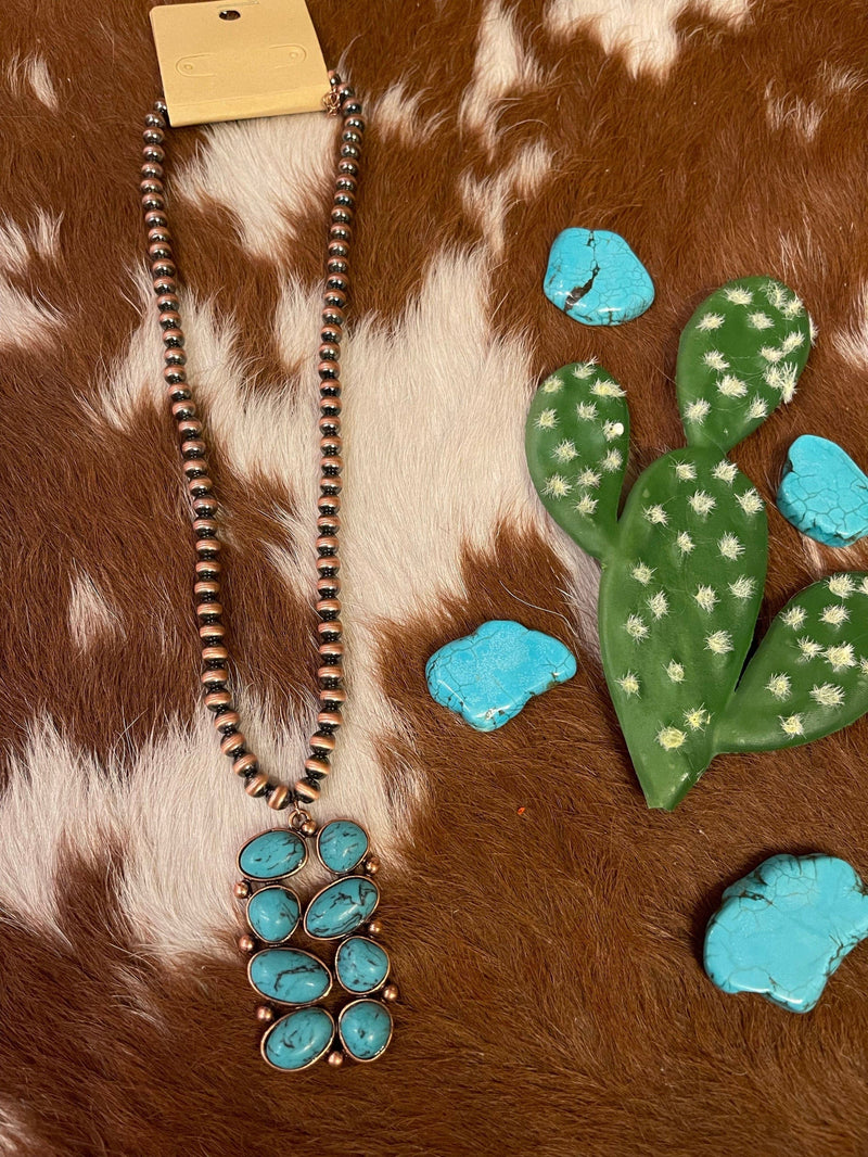Navajo Copper turquoise pendant necklace Southwest Bedazzle jewelz