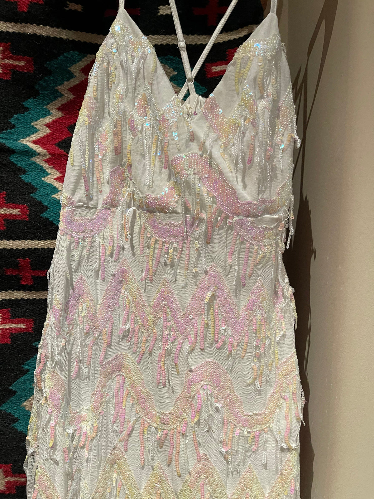 New MEDIUM sequin Wedding/prom dress Southwest Bedazzle clothing