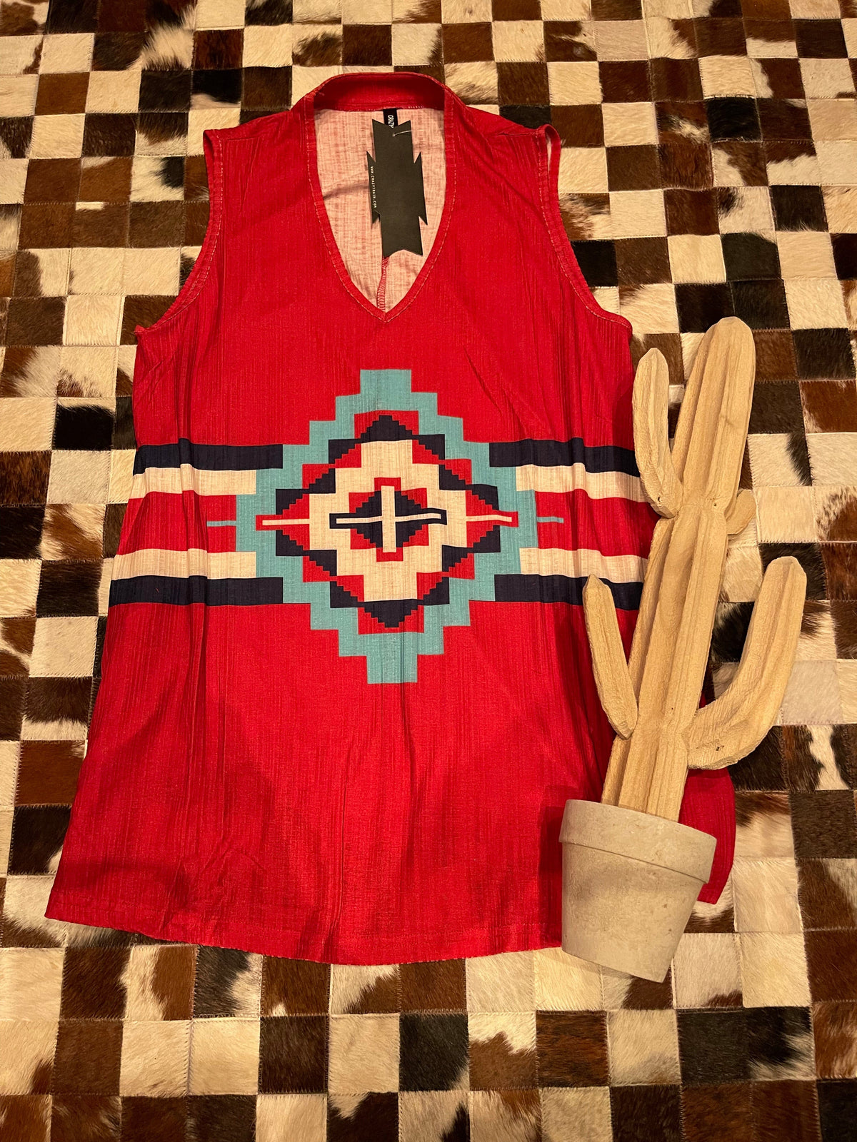Red aztec western TANK Southwest Bedazzle Bargain bonanza