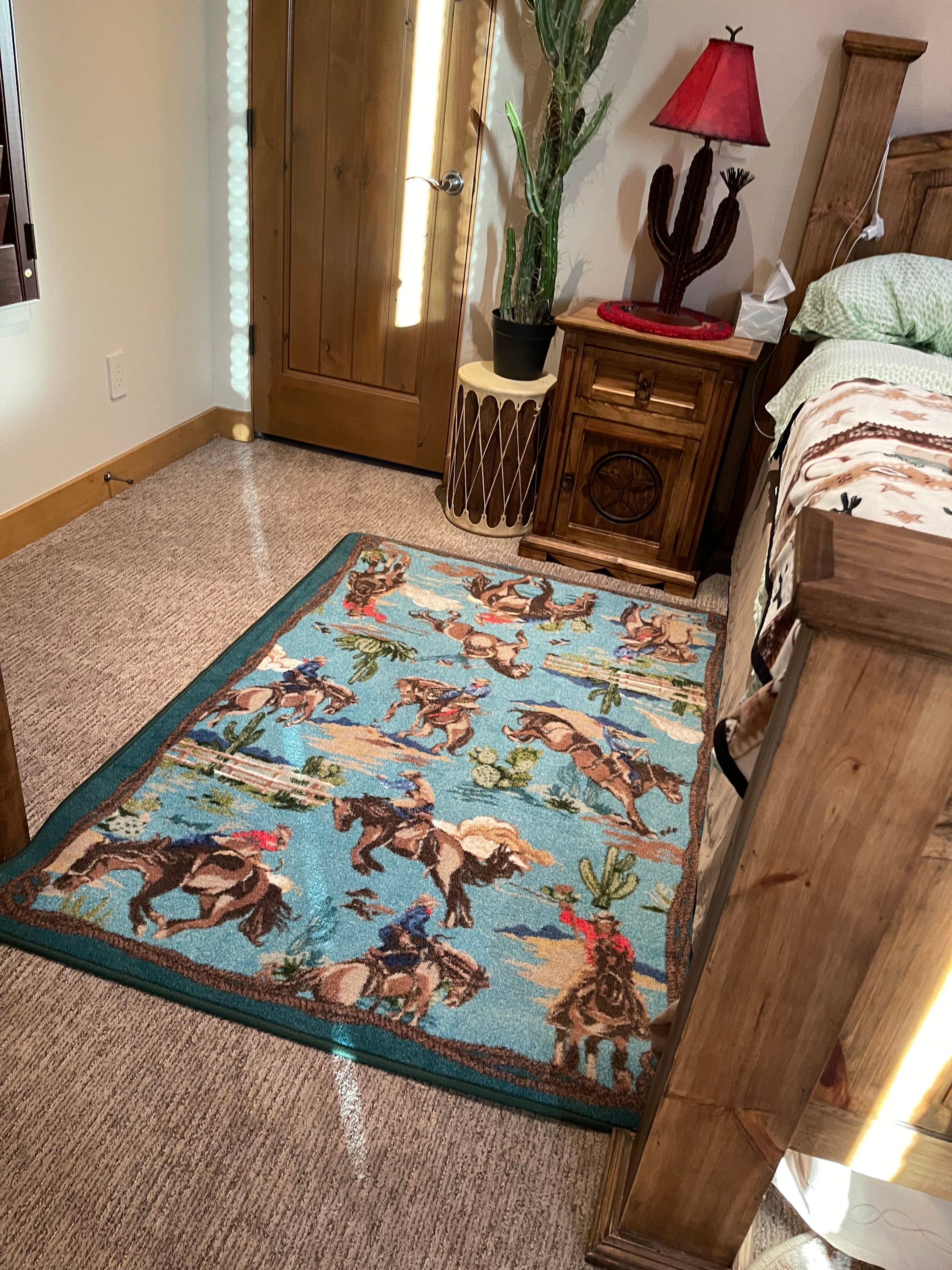 Cowboy Rugs Retro cowboy blue area RUG – Southwest Bedazzle
