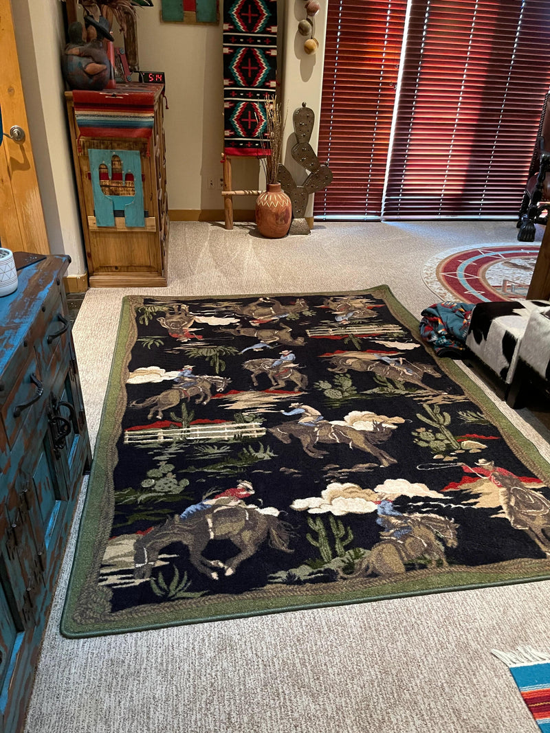 Cowboy Boot Area Rug Retro cowboy green & black area RUG – Southwest Bedazzle