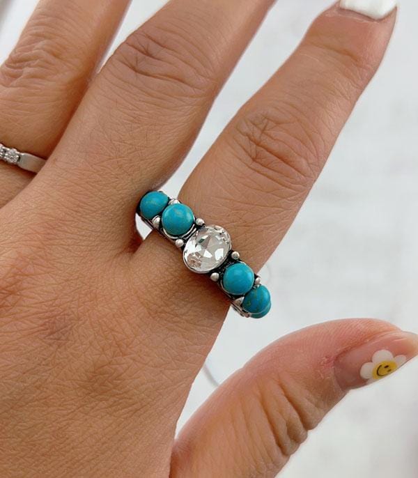 Southwest Turquoise diamond ring Southwest Bedazzle jewelz