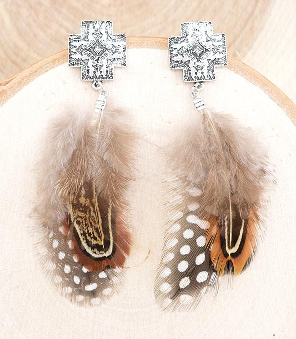 Southwestern Feather earrings  COWBOY HAT Southwest Bedazzle jewelz