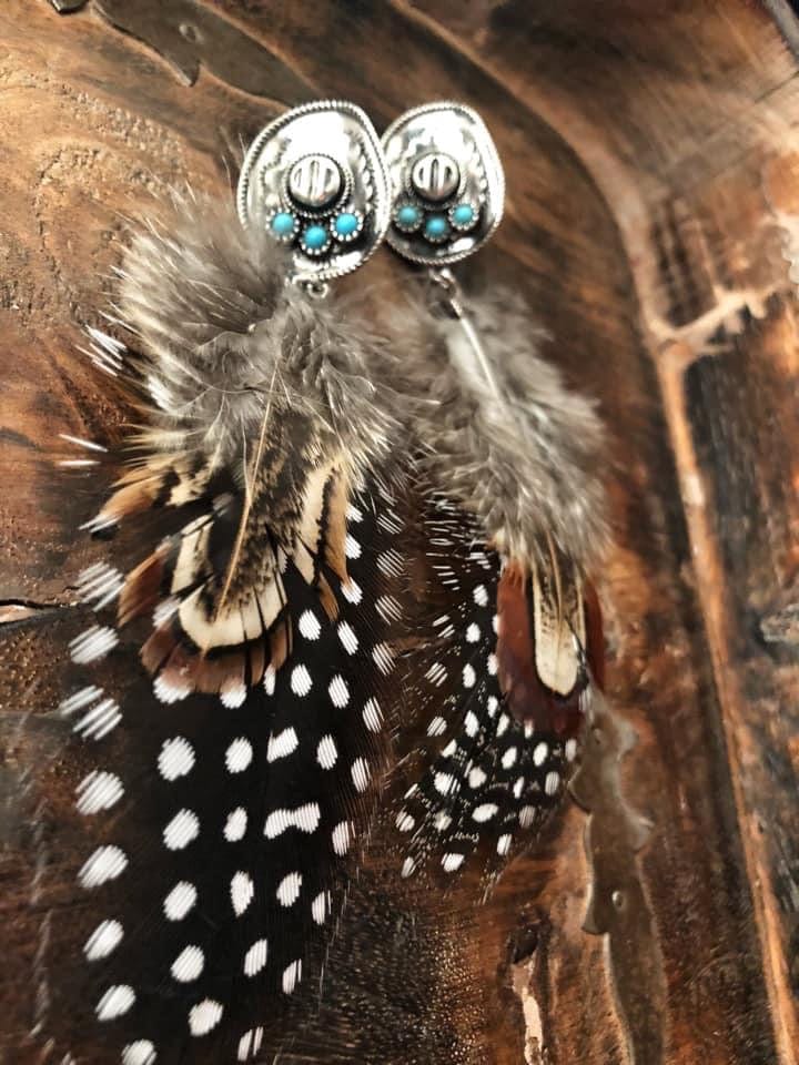 Southwestern Feather earrings  COWBOY HAT Southwest Bedazzle jewelz