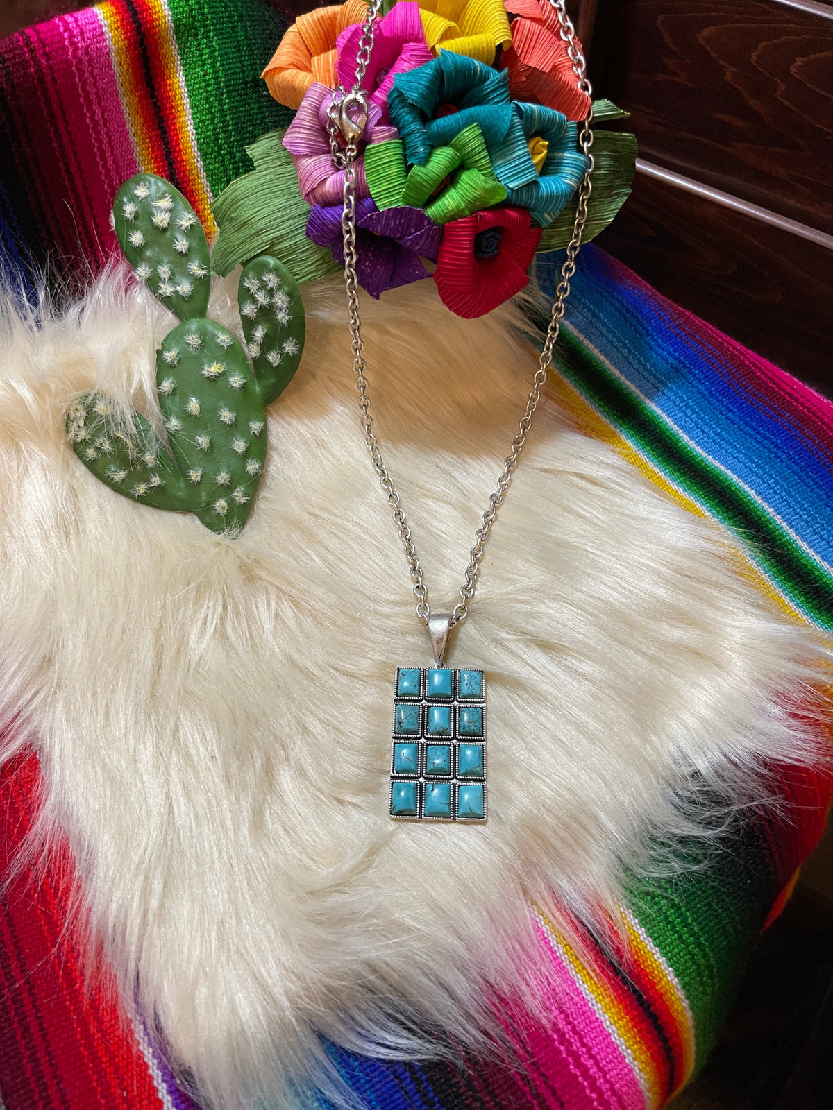 Stacked Navajo turquoise pendant necklace Southwest Bedazzle jewelz
