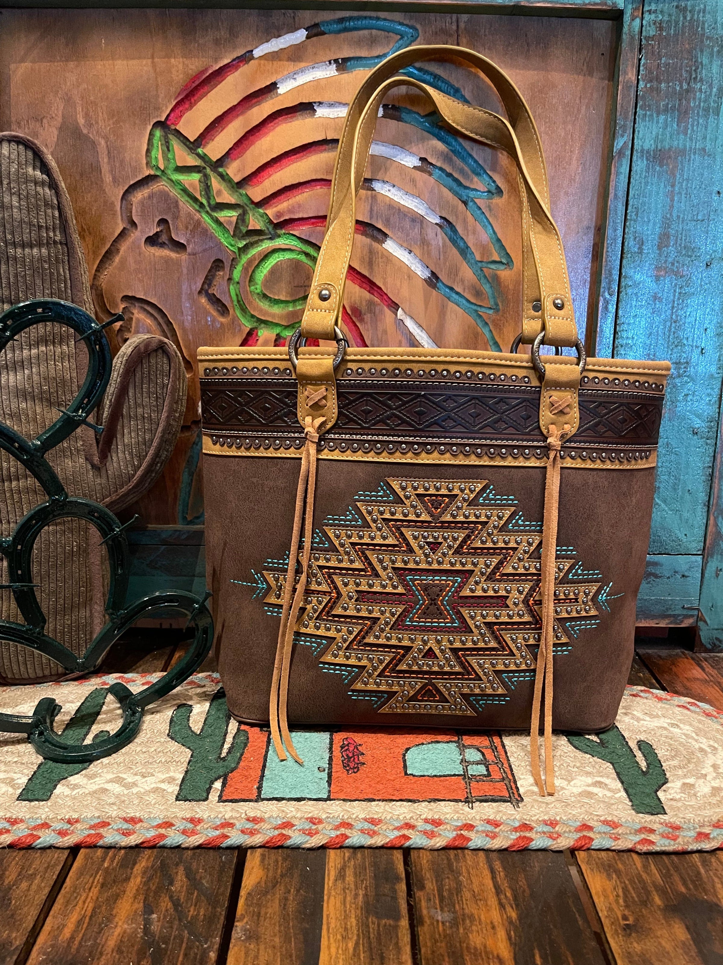 Studded Aztec PURSE TOTE Southwest Bedazzle sw fiesta bags