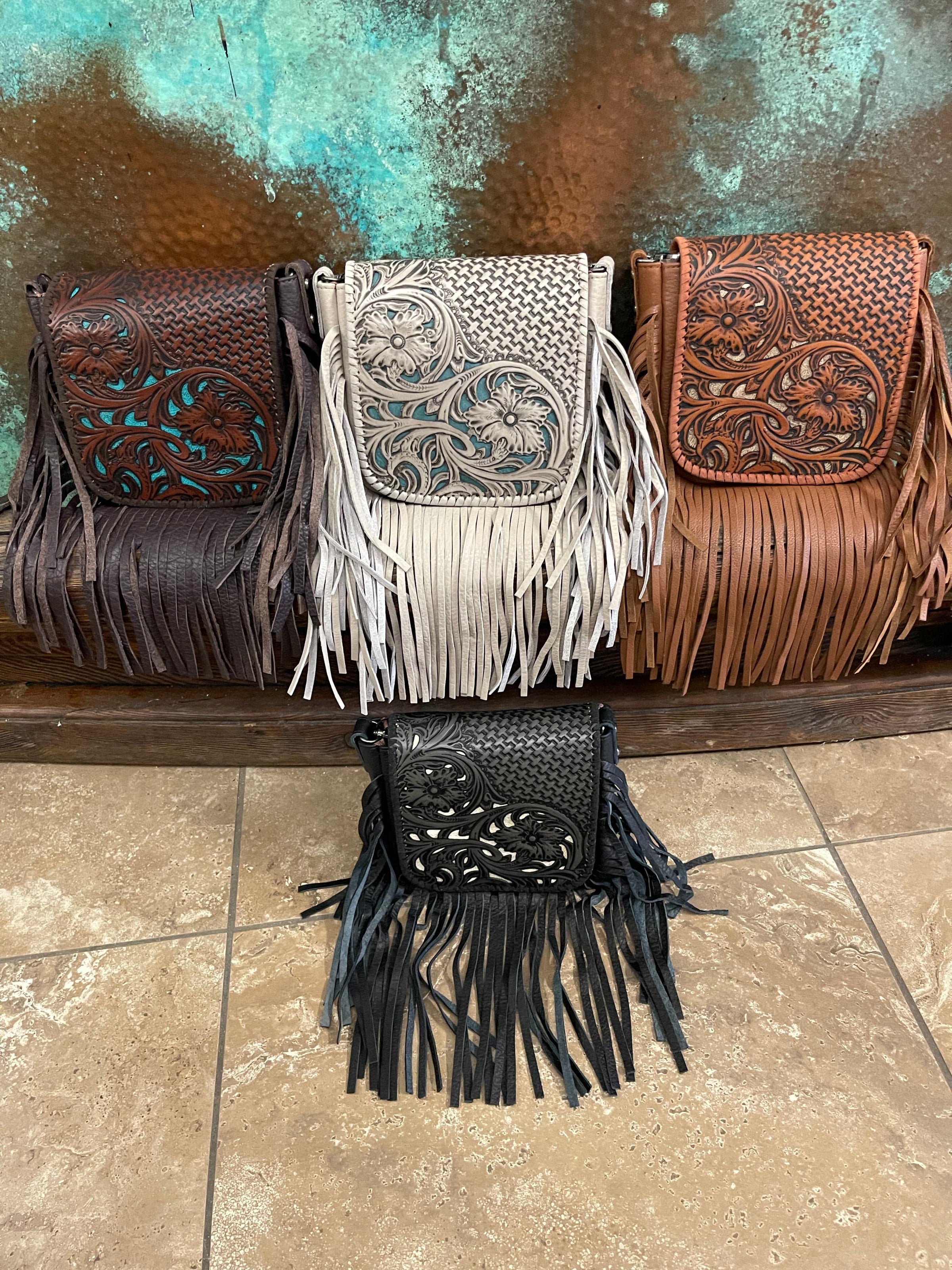 The Valley Desert tooled Crossbody bag Southwest Bedazzle sw fiesta bags
