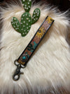 Tooled Leather key fob or purse decor Southwest Bedazzle sw fiesta bags
