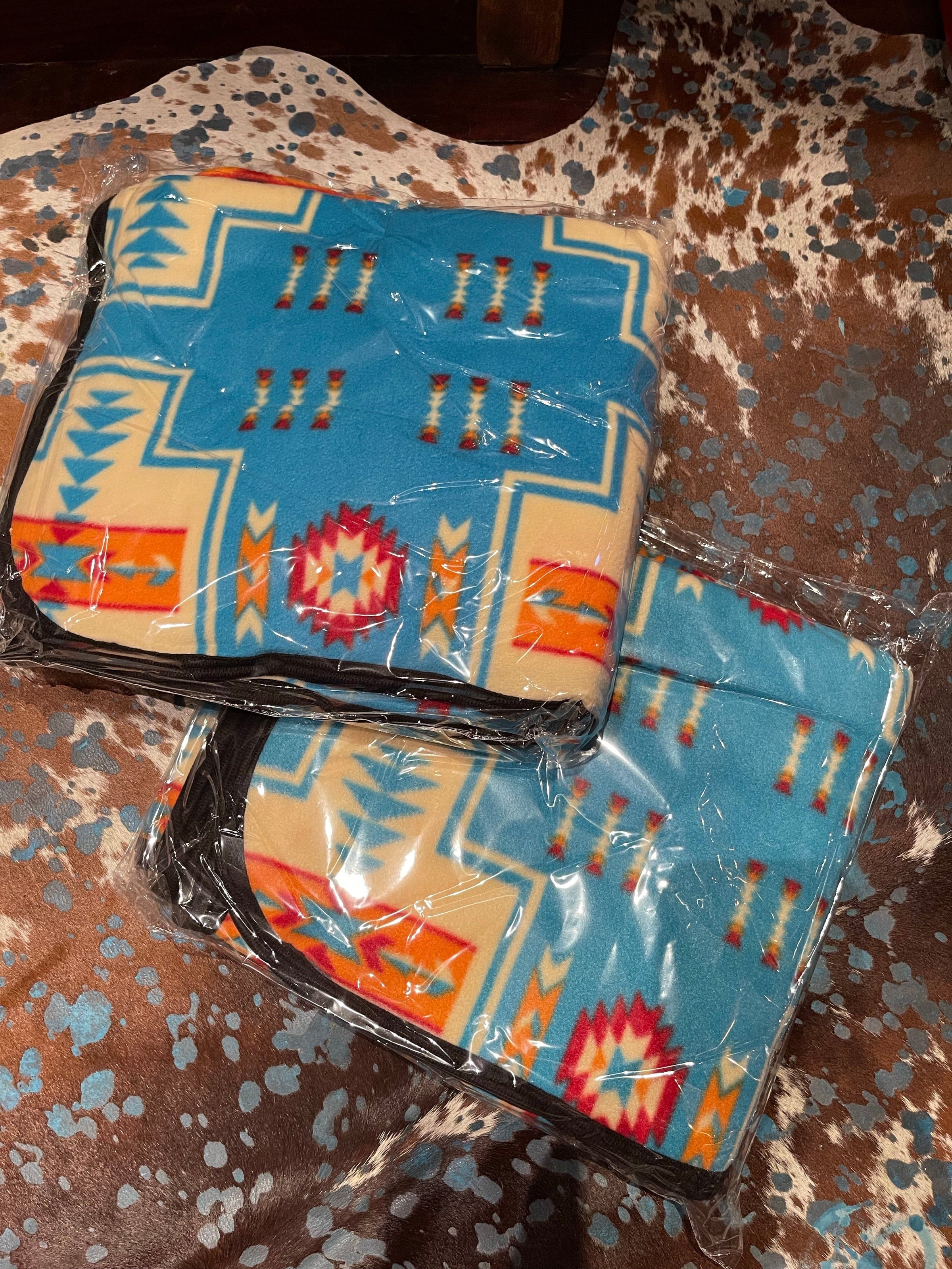Turquoise aztec trail blanket Southwest Bedazzle blankets/slippers