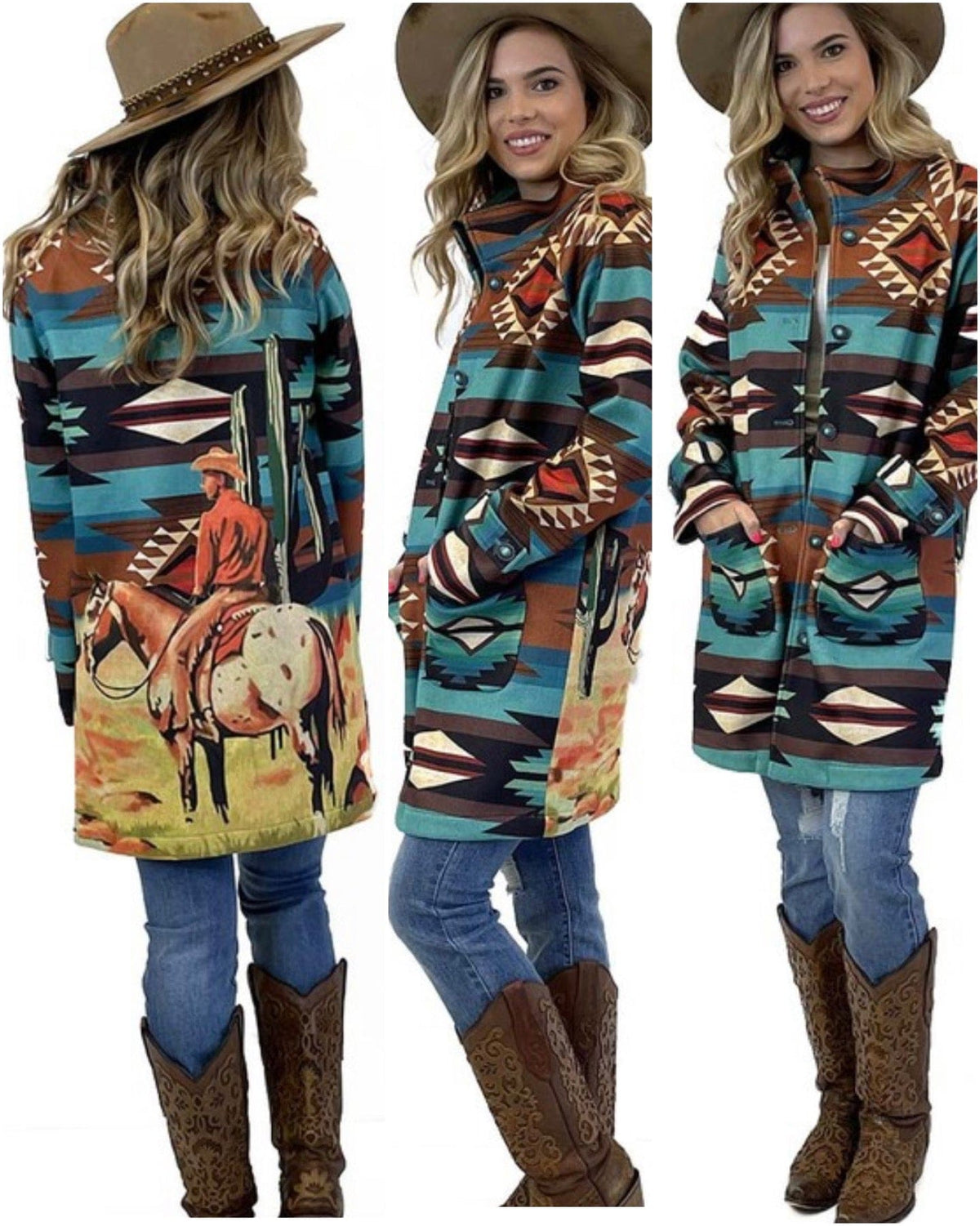 Turquoise Cowgirl Tell it like it is JACKET Southwest Bedazzle clothing