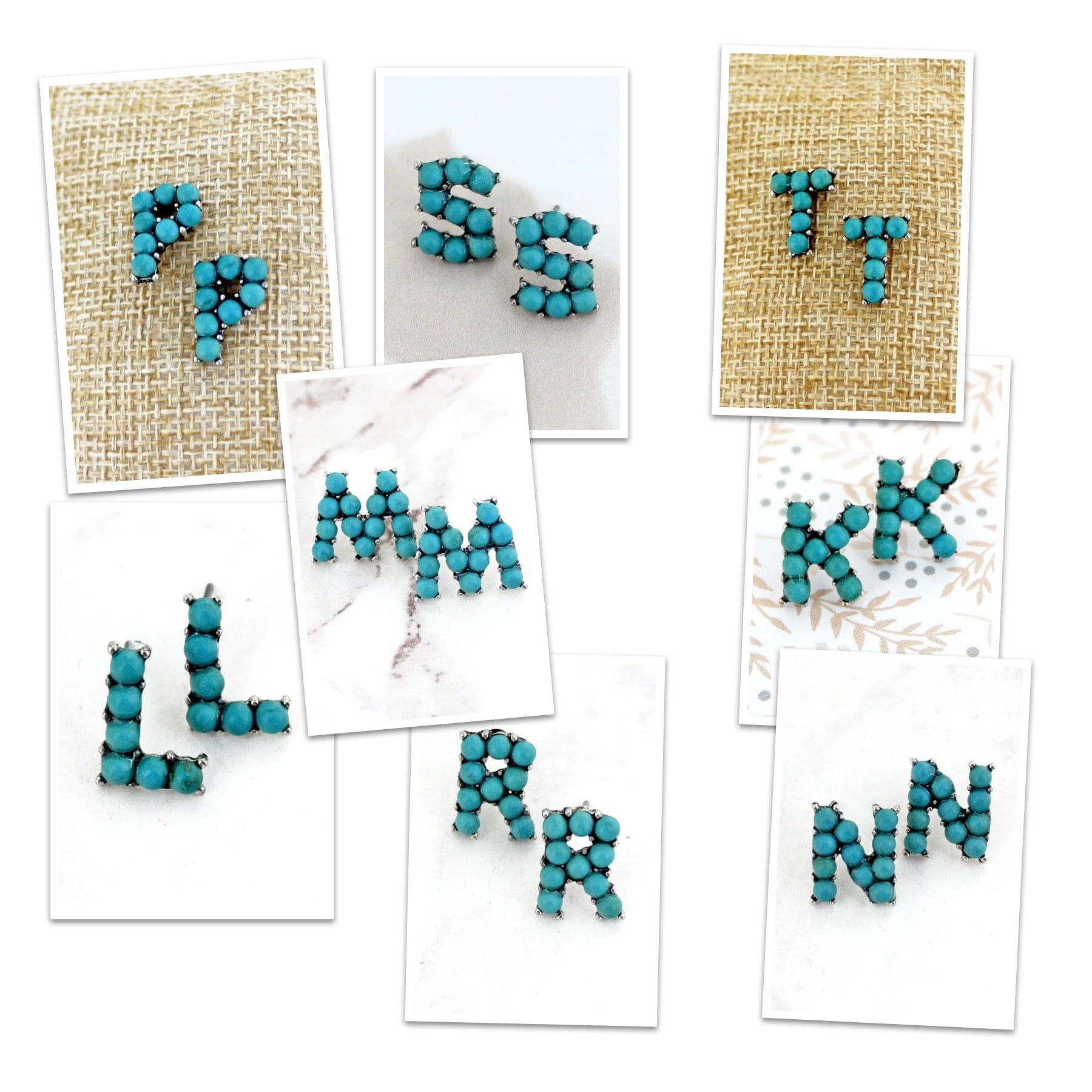 TURQUOISE initial EARRINGS Southwest Bedazzle jewelz