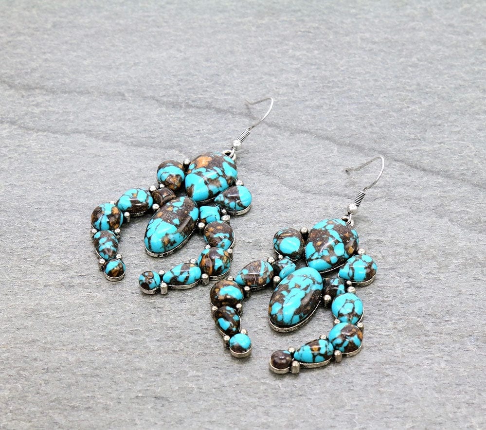 Turquoise squash swirl earrings Southwest Bedazzle jewelz