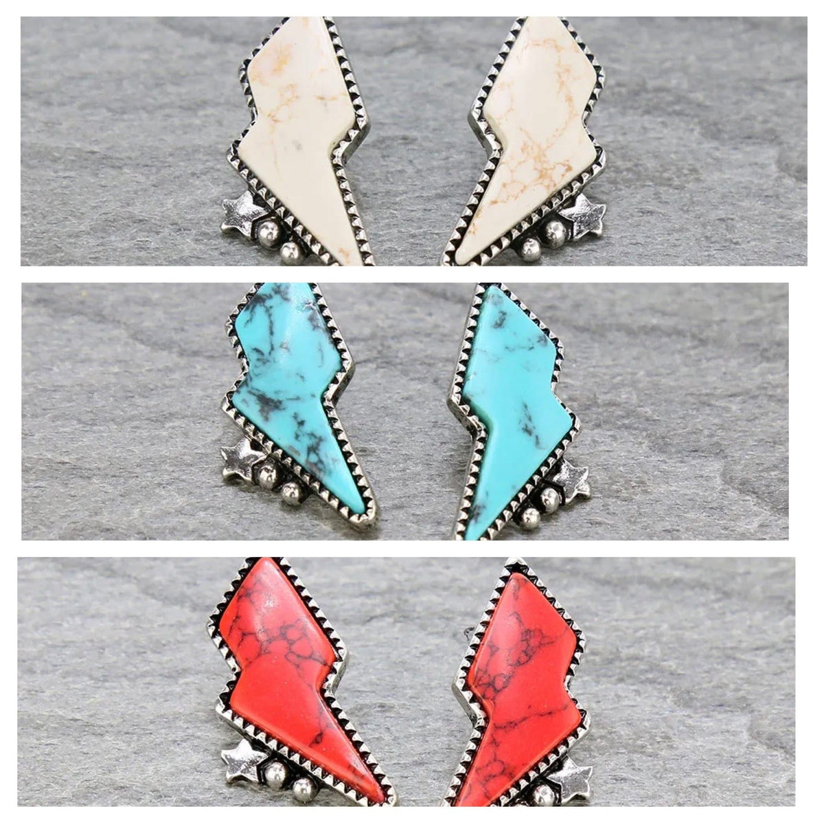 Turquoise stone BOLT EARRINGS   USA Southwest Bedazzle jewelz