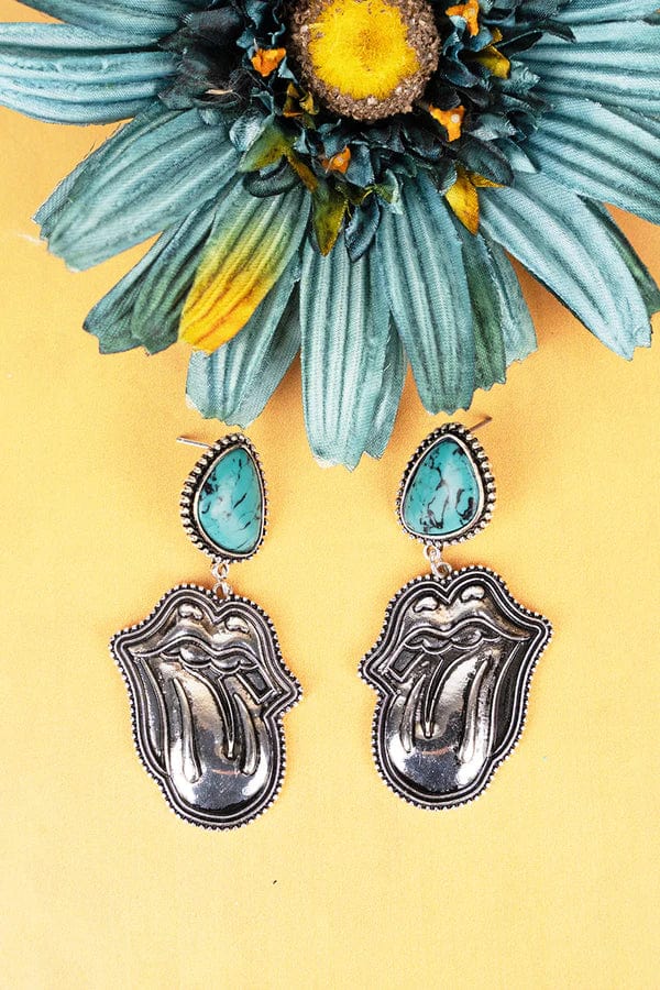 Turquoise tongue earrings Southwest Bedazzle jewelz