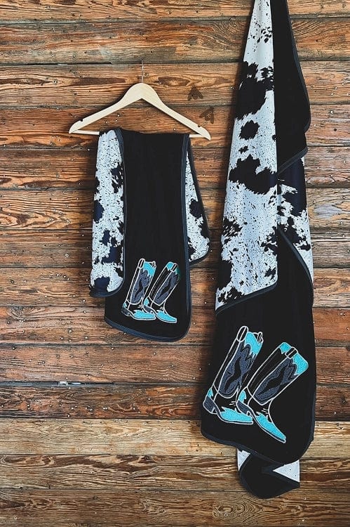 Walk it out Chenille patch BLANKET Southwest Bedazzle blankets/slippers