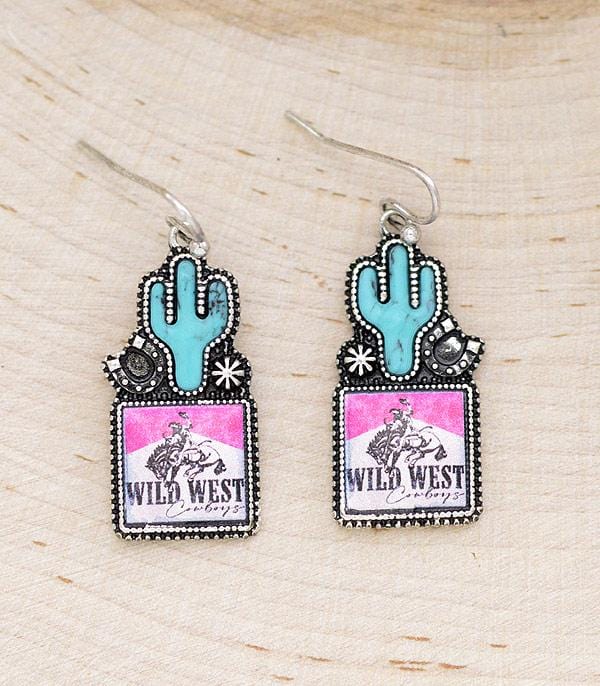 Western cowboy cactus earrings Southwest Bedazzle jewelz
