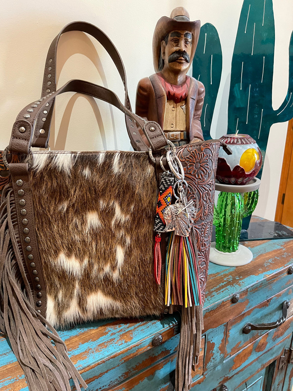 Western fringe CHIEF KEYCHAIN Southwest Bedazzle jewelz