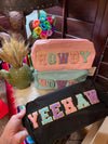Western make up bag  Chenille patch Southwest Bedazzle sw fiesta bags