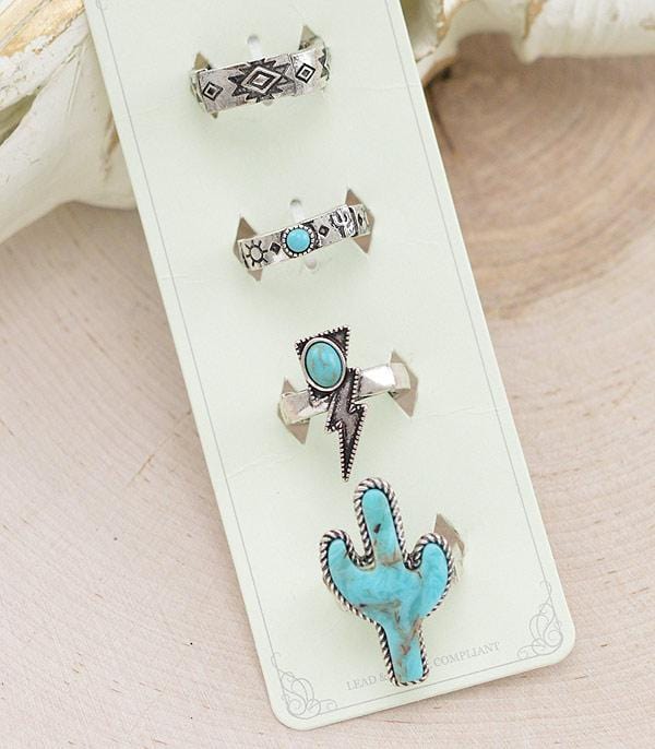 Western RING SET  4 pc set Southwest Bedazzle jewelz
