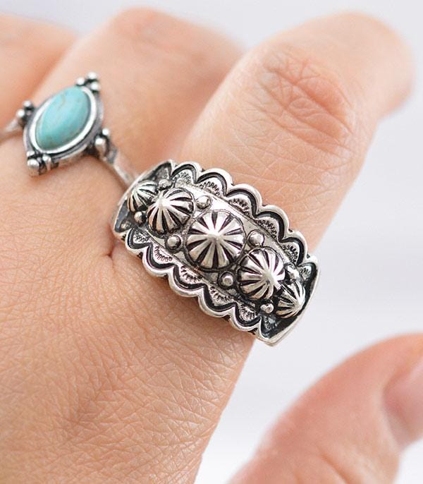 Western silver accent RING Southwest Bedazzle jewelz