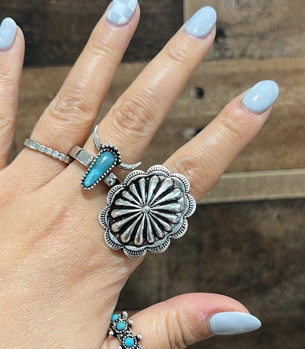 Western silver Concho RING Southwest Bedazzle jewelz
