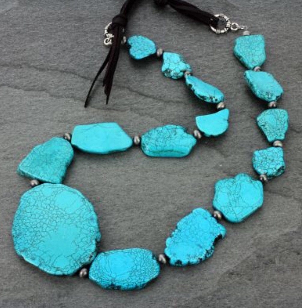 XL Long Turquoise Santa fe slab necklace southwestbedazzle jewelz