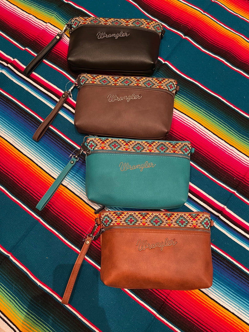 XL Wrangler aztec embroidered WRISTLET crossbody Southwest Bedazzle sw fiesta bags