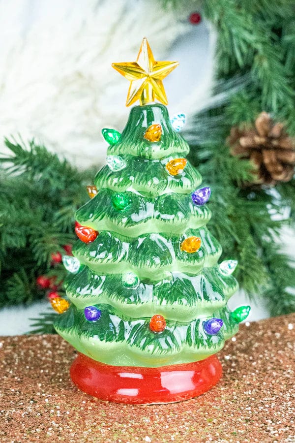 5.5” LED Christmas ceramic tree Southwest Bedazzle home decor