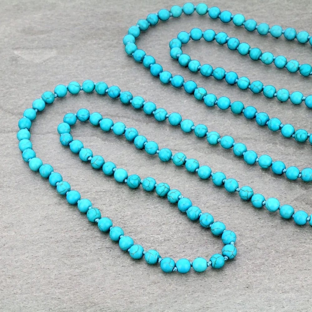 60” Turquoise beaded endless necklace Southwest Bedazzle jewelz