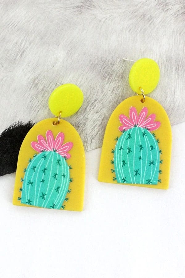 Acrylic Cactus earrings Southwest Bedazzle jewelz