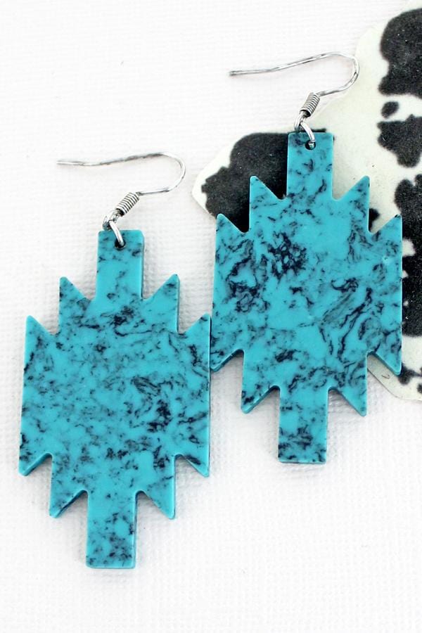 Aztec earrings blue turquoise Southwest Bedazzle jewelz