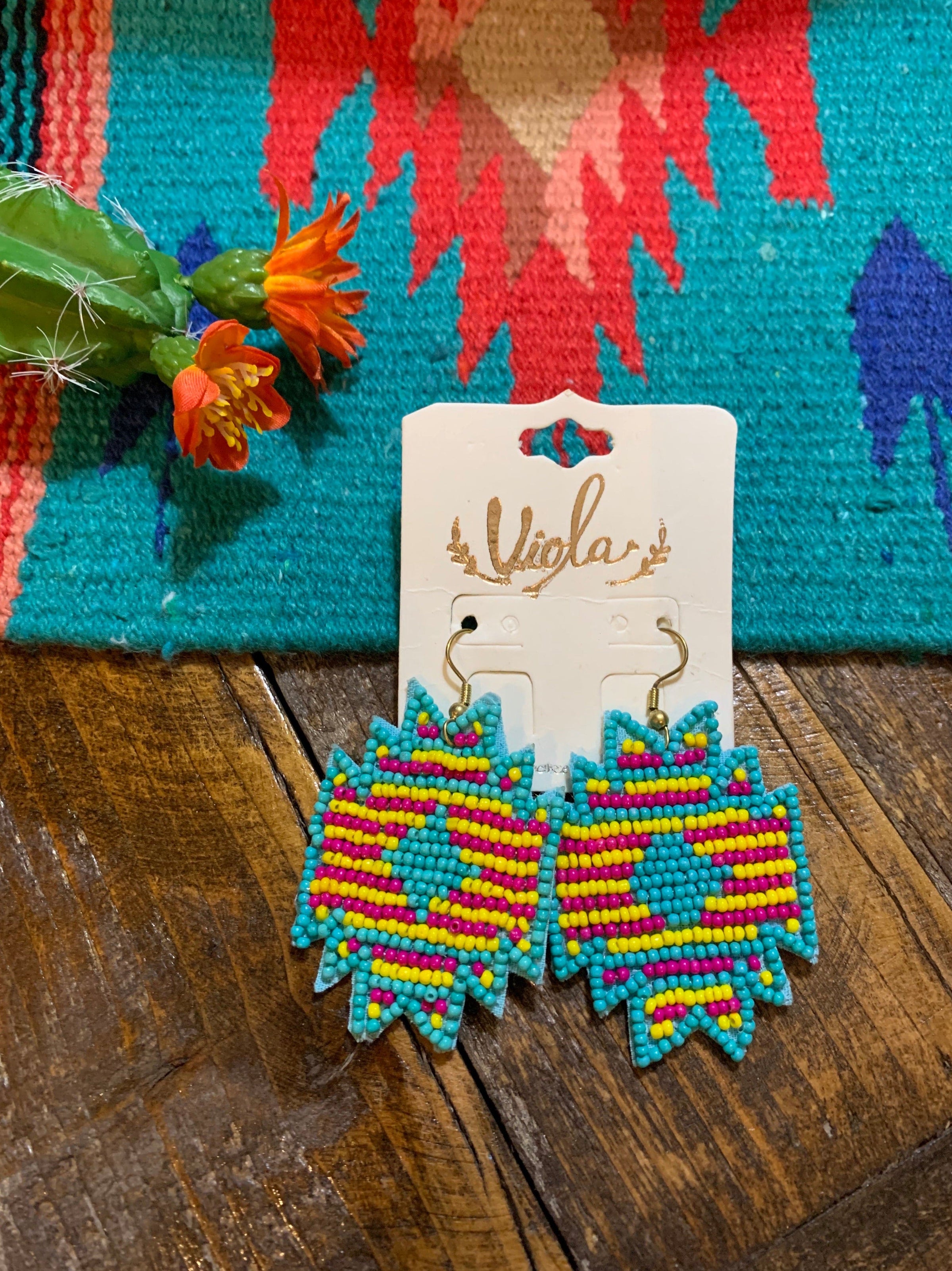 Beaded aztec earrings Southwest Bedazzle jewelz
