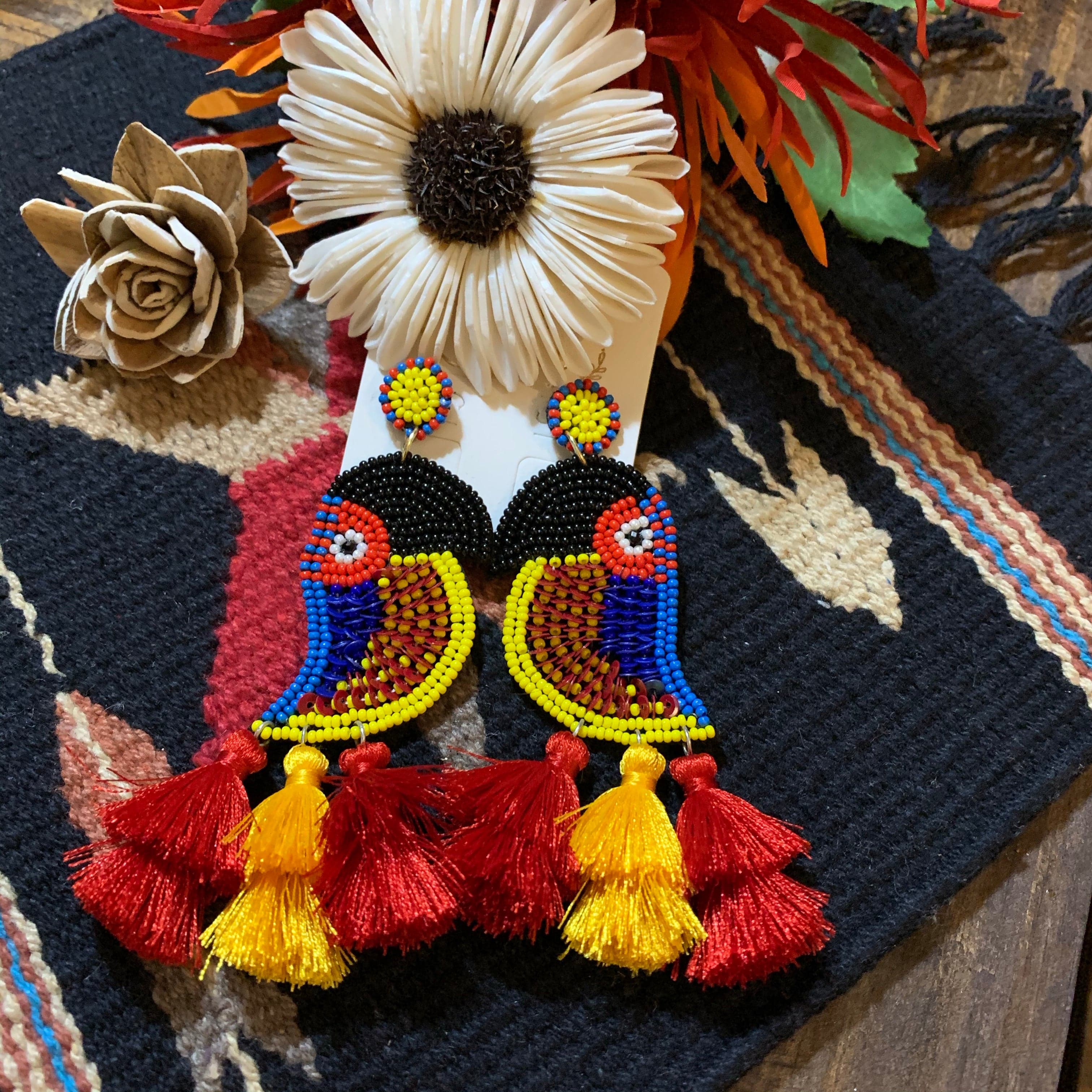 Beaded clearance bird earrings