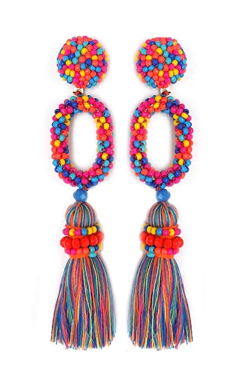 Beaded Fiesta earrings Southwest Bedazzle jewelz