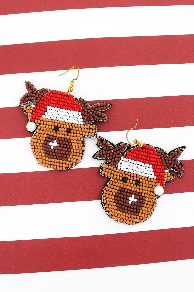 Beaded reindeer Christmas earrings Southwest Bedazzle jewelz
