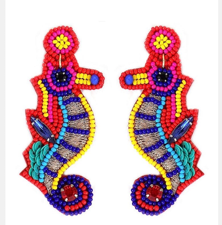 Beaded seahorse earrings Southwest Bedazzle jewelz