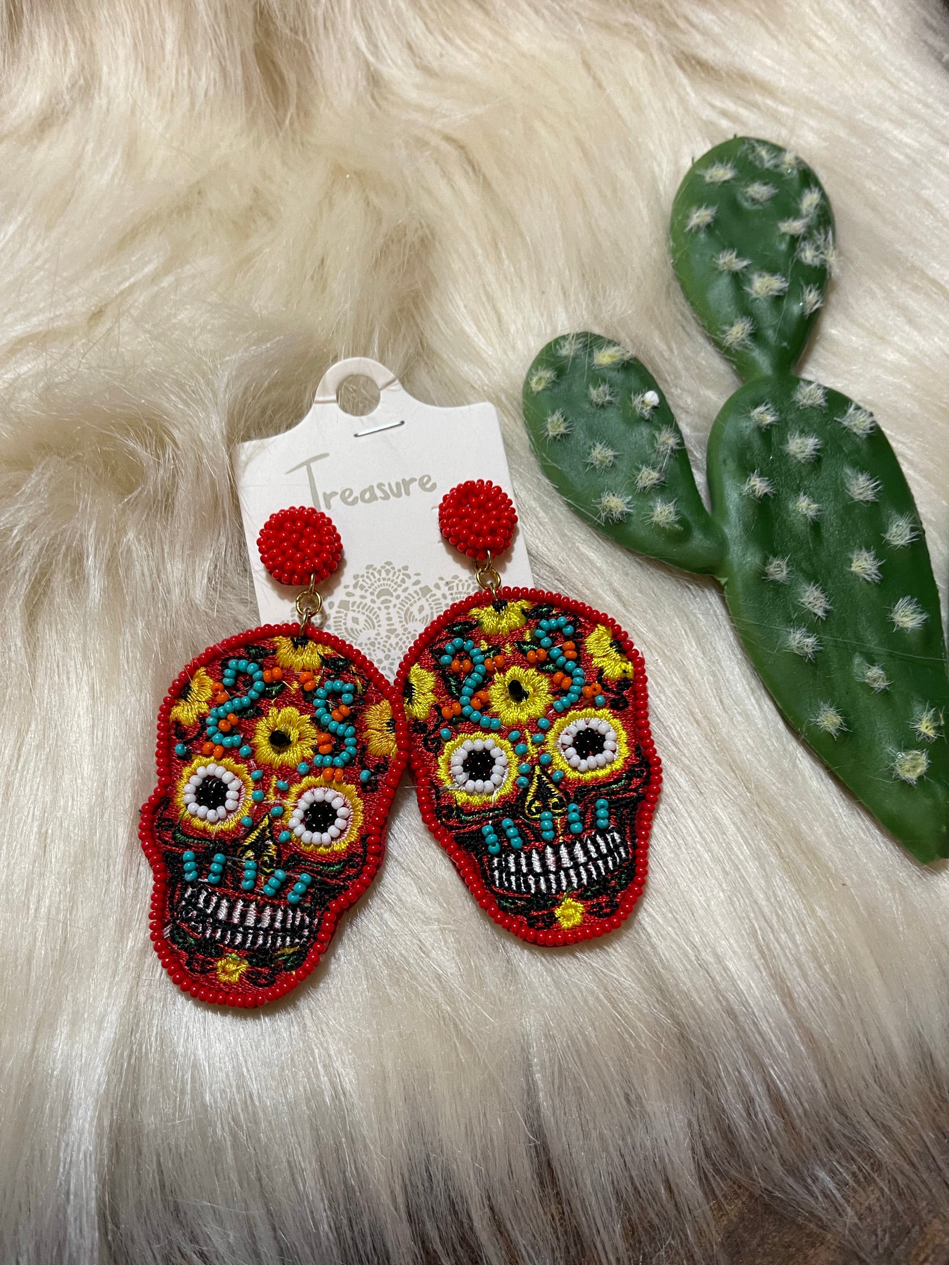 Buy Made to Order Dotted Sugar Skull Earrings Día De Los Muertos Online in  India  Etsy