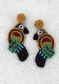 Beaded tropical bird earrings Southwest Bedazzle jewelz