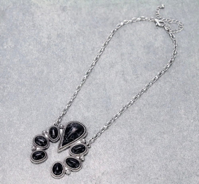 Black chain squash necklace Southwest Bedazzle jewelz