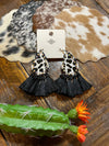 Black cow tassel earrings Southwest Bedazzle jewelz