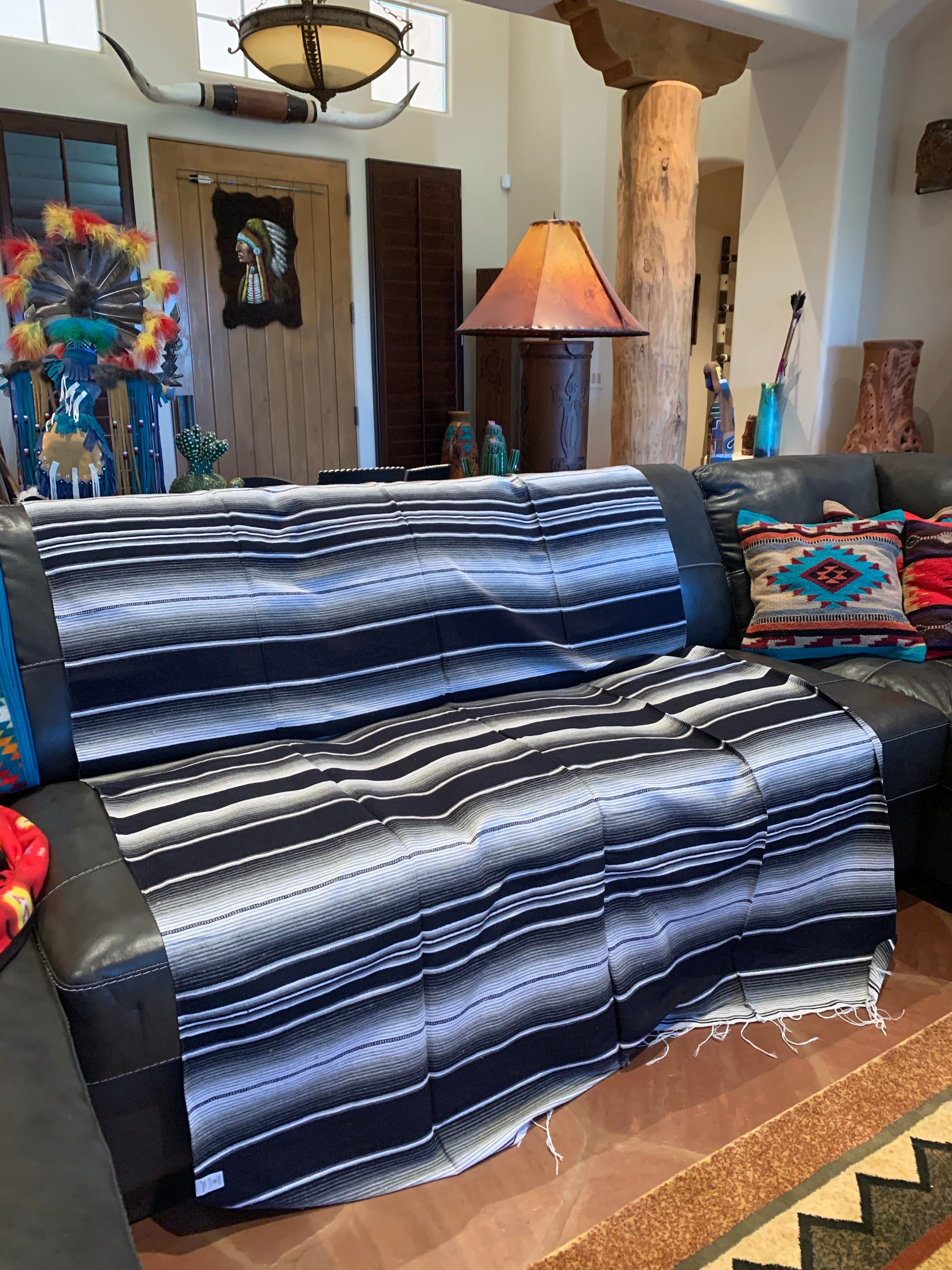 Black grey serape blanket 7 5
