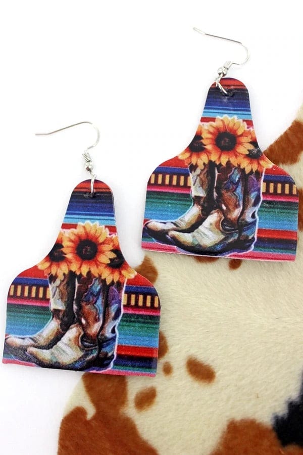 Boots are made for walking earrings Southwest Bedazzle jewelz
